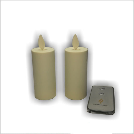 ABUI-2Pcs Luminara Flameless Moving Flame Lamp Votive LED Candles with Timer Ivory Unscented 1.75 x 3 inch